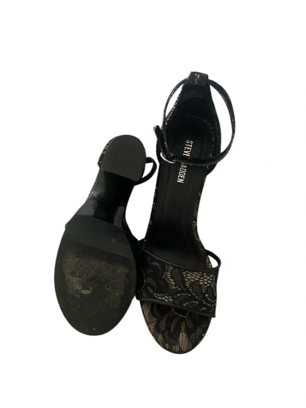 Steve Madden Black Lace Platform Block Heels size 8 1/2 worn once